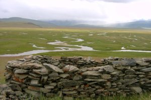 Looking out over the central Ukok Plateau from old burial sites. Photo by C. Almashev.