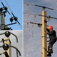 Installing bird protection devices on power lines (photo by SEC)