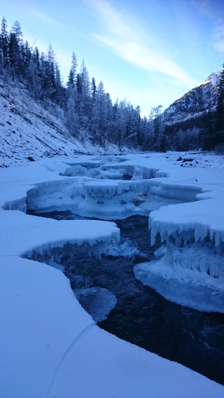 Ice formations on a river